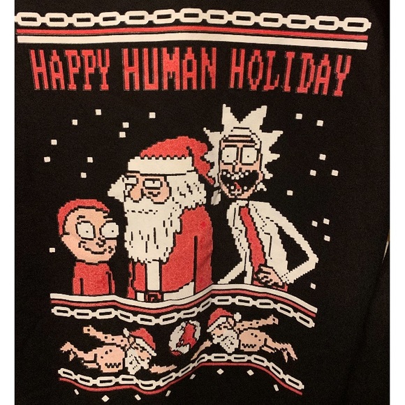 Rick and Morty Ugly Christmas Sweater Sweatshirt S - Picture 2 of 3